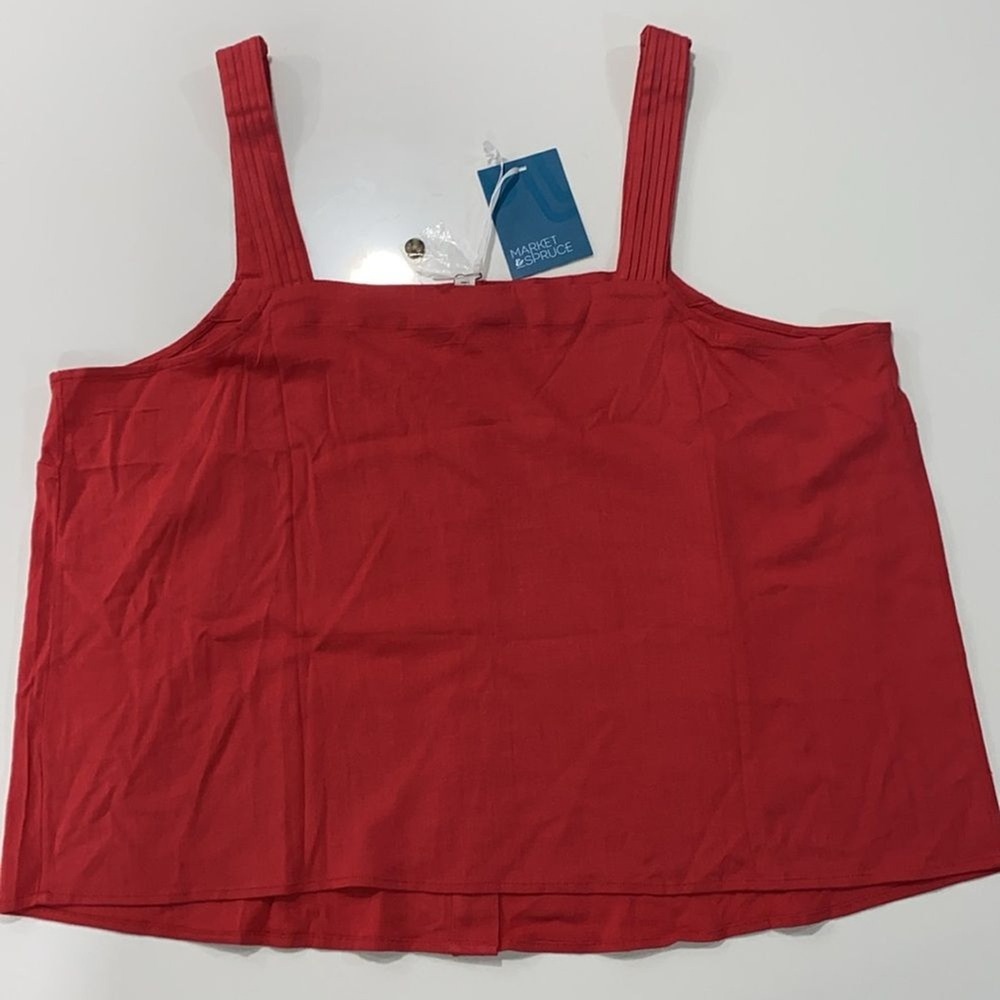 Market & Spruce Wide Pleated Strap Button Down Chrysanthemum Camisole 2X NWT - Picture 6 of 8